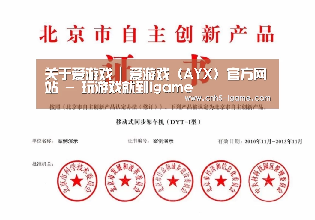 爱游戏荣誉证书四