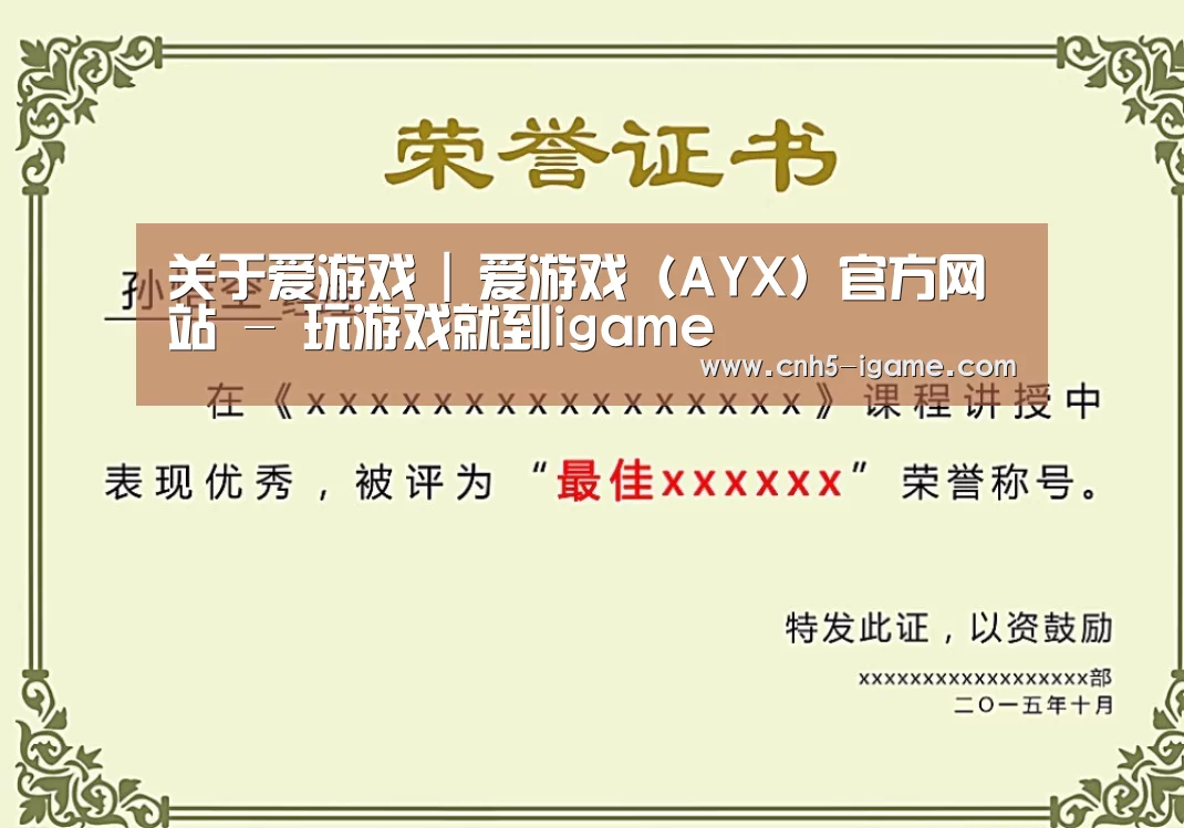 爱游戏荣誉证书二